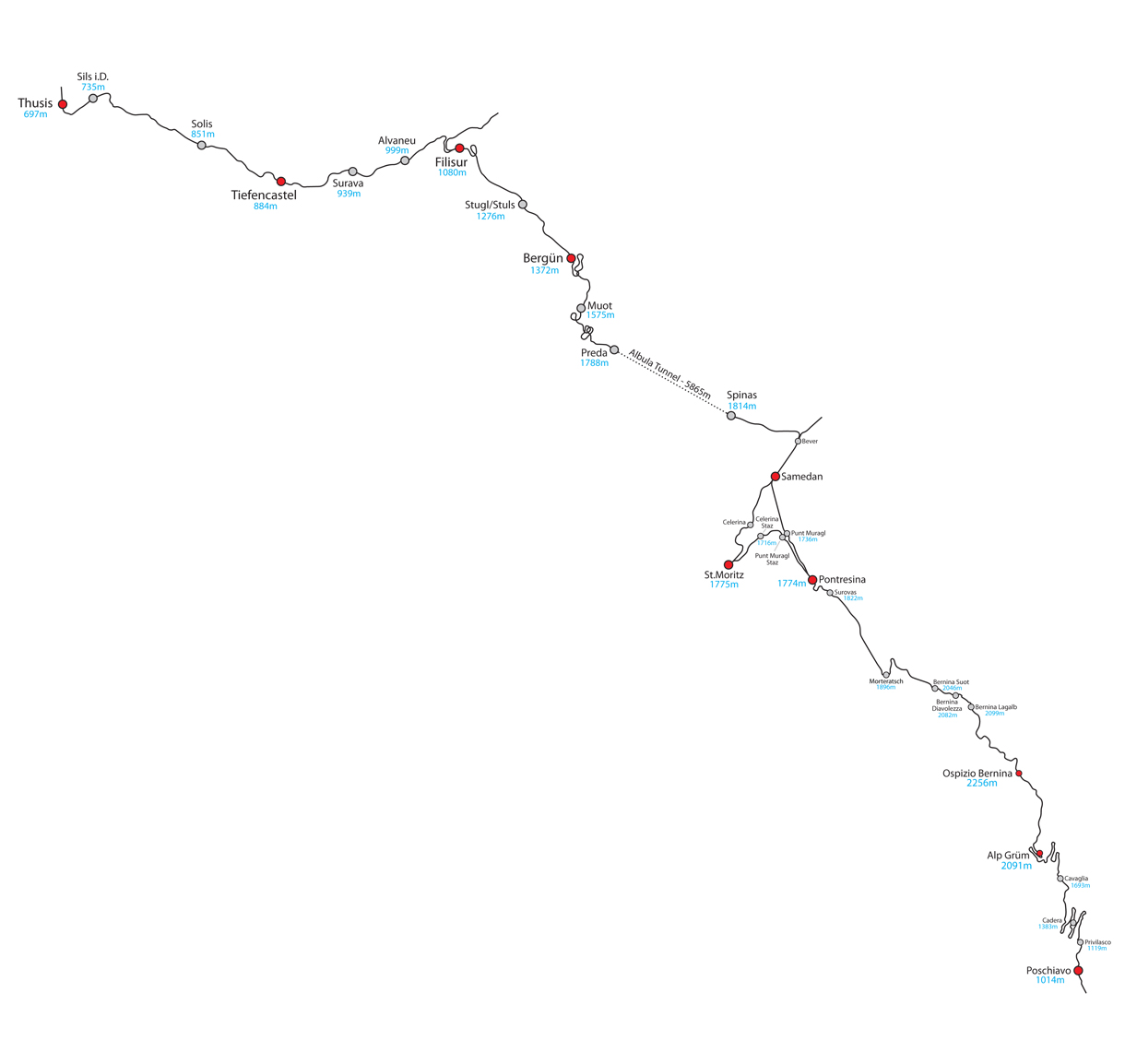 Albula Bernina Map